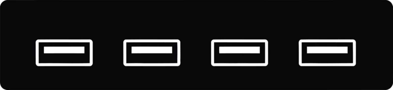 Black rectangular panel featuring four usb type a ports in a linear arrangement high quality professional