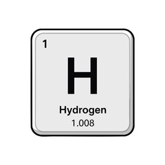 Obraz premium White square with rounded corners containing the element symbol H