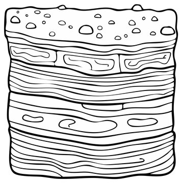 Outline of Layered Dessert. Dessert Sketch. Sweet Food Illustration. Cakes and Desserts.