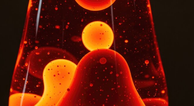 Red lava lamp with glowing orange blobs and bubbles background wallpaper poster banner download 2026 2027