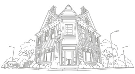 Obraz premium Large Victorian Style Residential House Building.