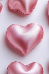 Fototapeta premium A white table covered with many pink hearts, ideal for romantic occasions or as a decorative centerpiece
