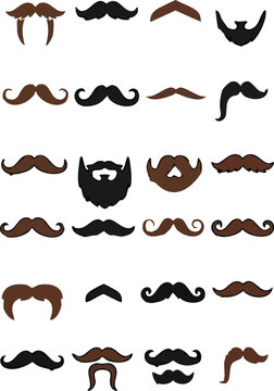 Web Mexican Mustache and Beard Vector Set with Diverse Facial Hair Styles Isolated on White Background for Cinco de Mayo