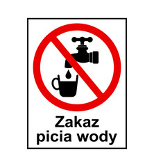 znak zakazujący picia wody z kranu, plik wektorowy © robert6666