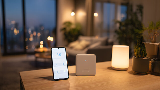 AI driven home security system monitoring environment, night mode interface