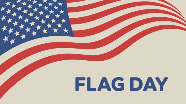 Waving american flag with the words flag day displayed prominently