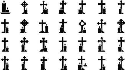 Fototapeta premium Collection of various Easter basket icons in black and white