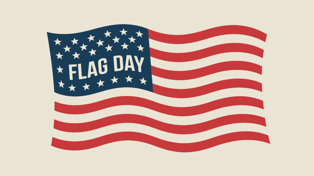 A patriotic illustration featuring the american flag and the text flag day