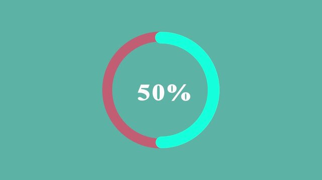 Animated spinning waiting icon 0-100% animation on black background. animated circle loading gif video icon.