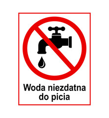 znak zakazujący picia wody z kranu, plik wektorowy © robert6666