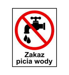 znak zakazujący picia wody z kranu, plik wektorowy © robert6666