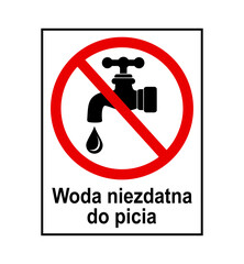 znak zakazujący picia wody z kranu, plik wektorowy © robert6666