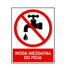 znak zakazujący picia wody z kranu, plik wektorowy © robert6666
