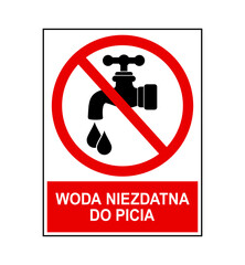 znak zakazujący picia wody z kranu, plik wektorowy © robert6666
