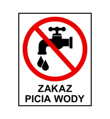znak zakazujący picia wody z kranu, plik wektorowy © robert6666