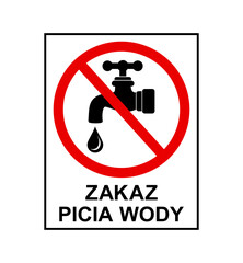 znak zakazujący picia wody z kranu, plik wektorowy © robert6666