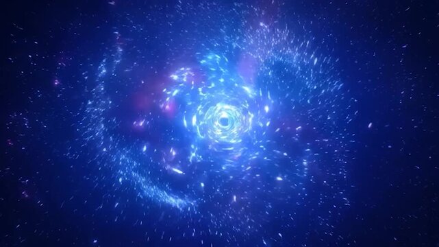 Glowing blue swirling galaxy spiral.