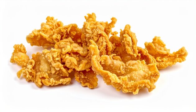 crunchy deep fried pork rinds cracklings isolated white