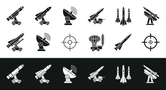 Military Missile and Radar System Icon Set