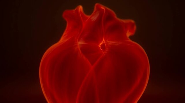 Glowing orange flame on dark background.