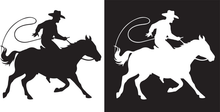 Cowboy on a horse silhouette  ,vector