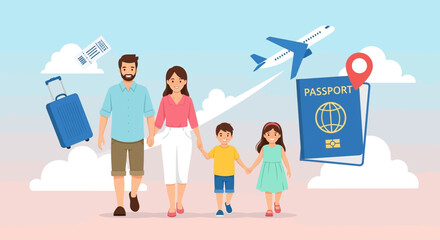 Fototapeta premium Happy Family Traveling Together on Vacation 2.