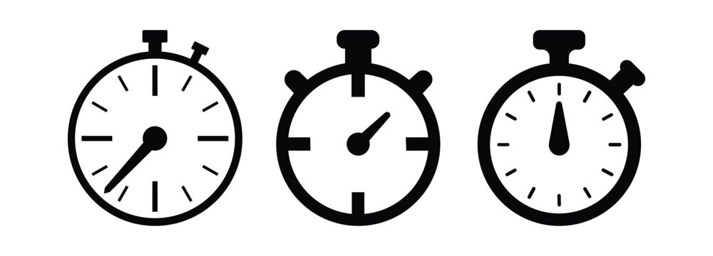 Stopwatch Timer Icon Set &ndash; Countdown, Alarm Clock, Time Management Vector