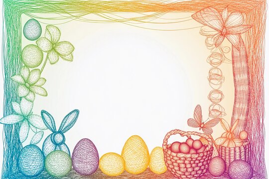 Colorful puppet string frame decorated with playful elements for creative projects and crafts