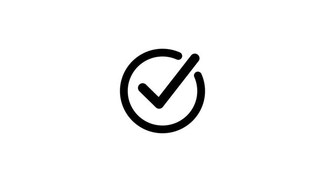 Right Check Mark Icon Animation on White Background. Tick Mark Icon Animation. Check Mark, Tick, Yes, OK Symbol Animation. Approved tick mark icon