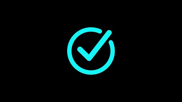 Right Check Mark Icon Animation on Black Background. Tick Mark Icon Animation. Check Mark, Tick, Yes, OK Symbol Animation. approved tick mark icon
