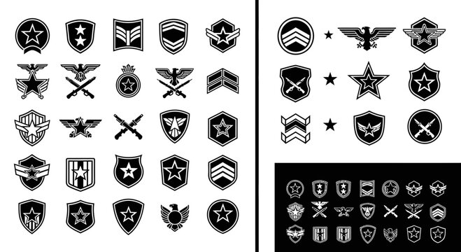 Military Rank and Army Insignia Vector Set