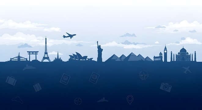 Ilustraci&oacute;n de gran vector de destino de viaje mundial.
