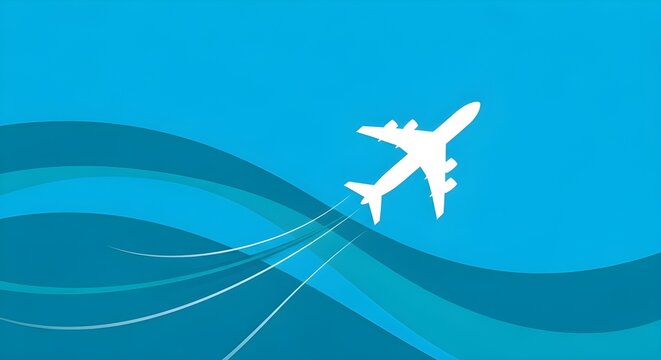 S&iacute;mbolo de avi&oacute;n blanco sobre fondo azul.
 Bandera de ruta de vuelo de avi&oacute;n