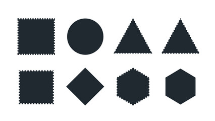 Obraz premium vector flat design geometric shapes set icon with perforated and clean edges ideal for graphic design and web templates.