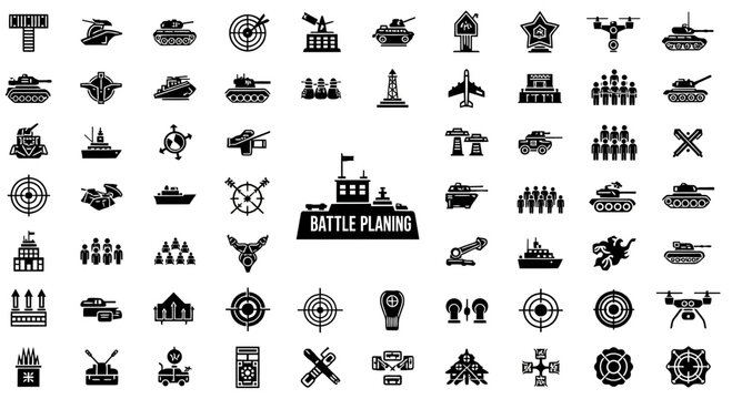 Set of Military and Tactical Battle Planning Icons
