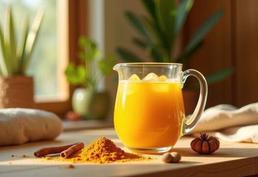 Golden Turmeric Latte Elixir Vibrancy Within Holistic Wellness Studio Serenity Inspired by Nature's Wisdom