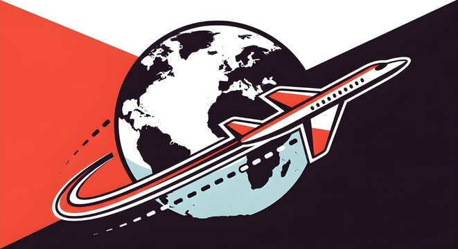 Viajes mundiales o internacionales/viajar en un icono plano de avi&oacute;n para aplicaciones y sitios web