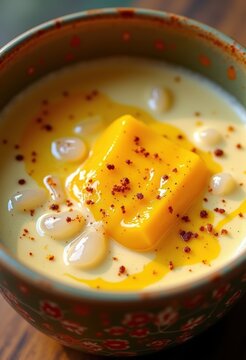 Mango Lassi Smoothie Indian Cuisine Rich Creamy Yogurt Delight Exotic Spices Refreshing Bowl