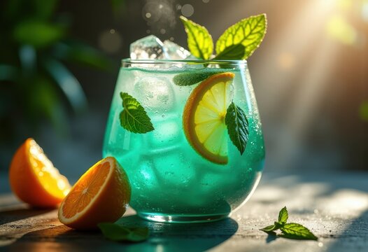 Mint Leaf Mojito Refreshing Latin Beverage Delight Experience with Lush Greenery and Bold Colors