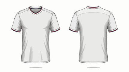 Fototapeta premium Blank White V-Neck T-Shirt Template for Apparel Design Mockup, Front and Back Views