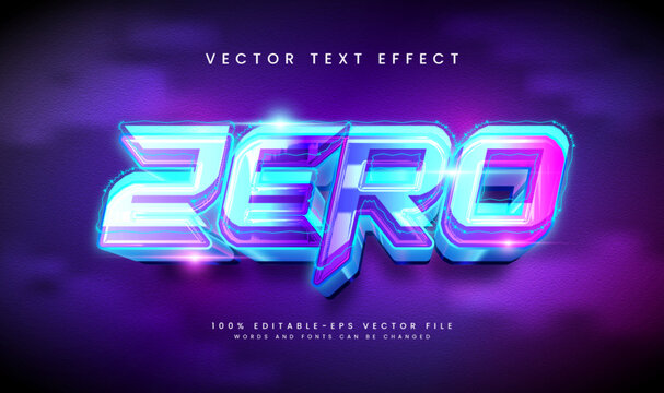 Cyber zero editable vector text effect. Modern light technology concept.