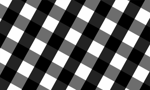 Seamless Black and White Diagonal Gingham Plaid Pattern Texture for Textile and Graphic Design Print