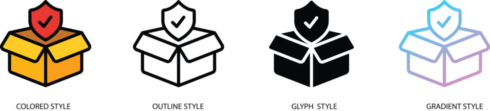 Secure package icon representing safe delivery, buyer protection and warranty. Concept of shipping security, logistics and order insurance for user interface, software, web and mobile application.