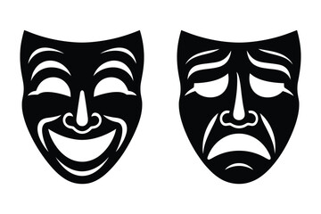 Obraz premium Comedy and tragedy theater masks icon
