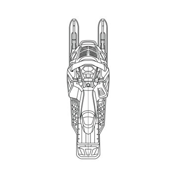 Technical outline of a snowmobile top view