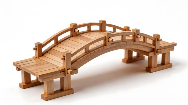tenon. Elegant wooden bridge model with precise joinery on plain background. real-estate listings, architecture portfolios, designed for architectural facade and classical detail presentations.