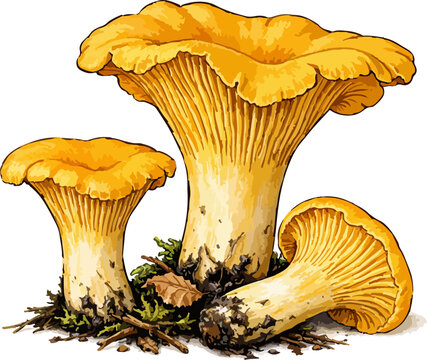 Cantharellus cibarius illustration art