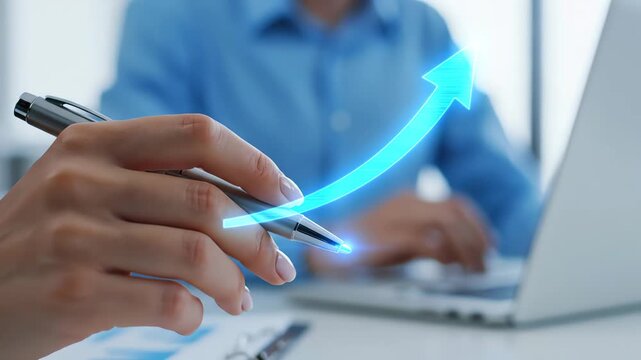Growth Driven Digital Ink Gesture Demonstrating Business Upswing and Innovation