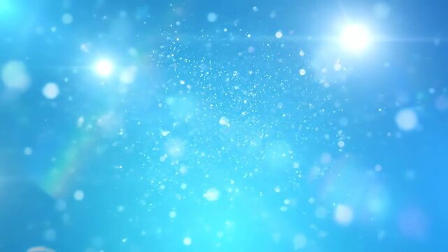 Blue Light Drift Through Aerial Particles and Lens Flares in a Soft Abstract Sky