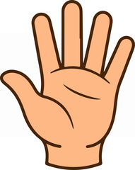 Obraz premium Open hand showing five fingers, palm facing forward, isolated on white background.